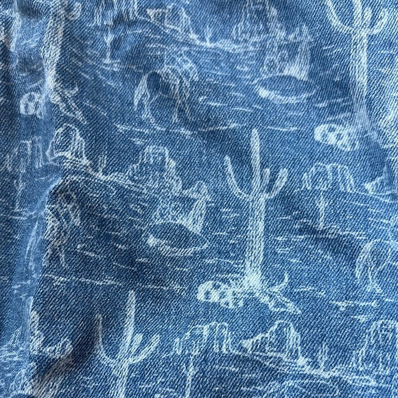 High Rise Blue Patterned Jeans - Picture 3 of 7